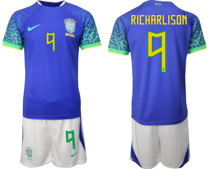 Men 2022 World Cup National Team Brazil away blue 9 Soccer Jerseys1